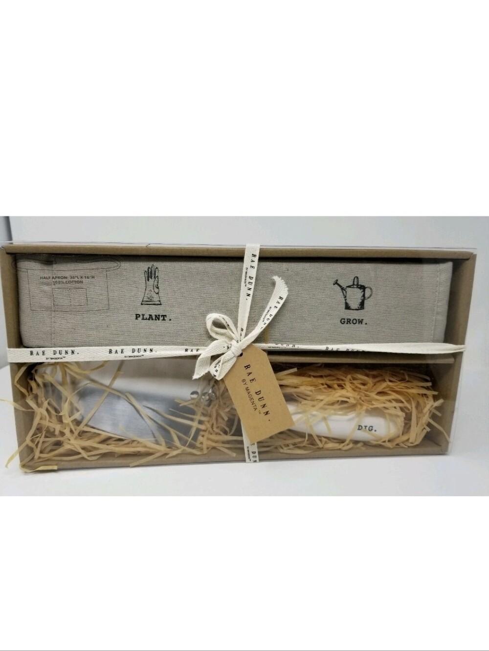 Rae Dunn by Magenta DIG Shovel + Apron GROW PLANT Box Gift Set
